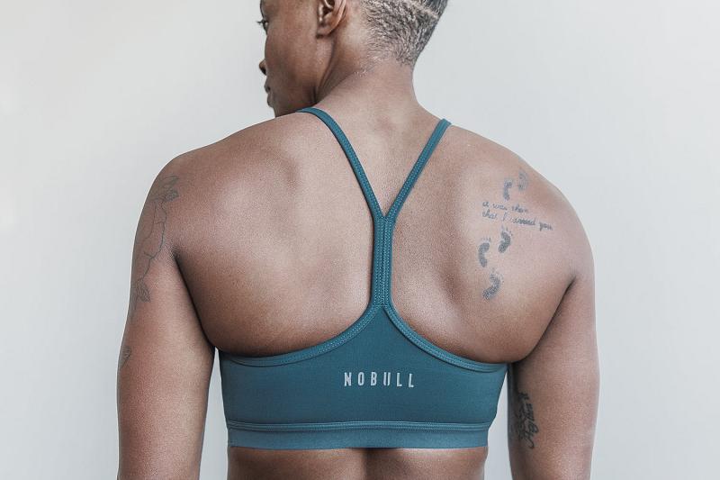 Nobull V-Neck Sports Bra (MATTE) Women's Sports Bra Turquoise | USA Z2240U